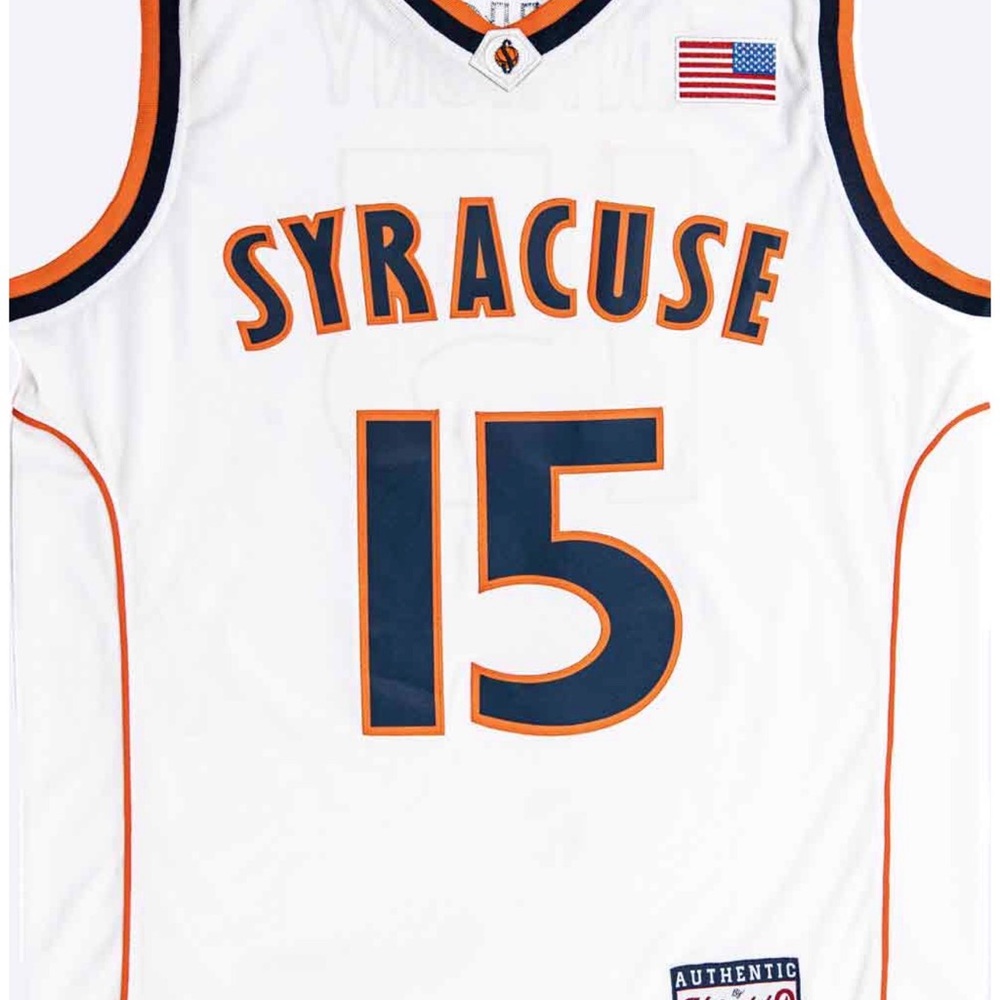 Syracuse #15 White Basketball Jersey with Orange & Navy Trim
